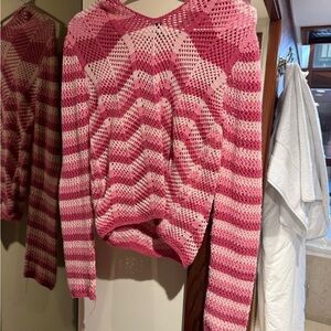 Limited Too Pink and White Knit Sweater